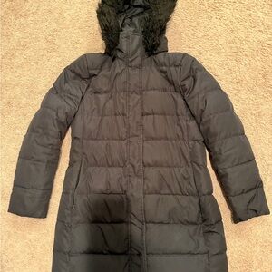 Lands' End Women's Black Hooded Puffer Jacket